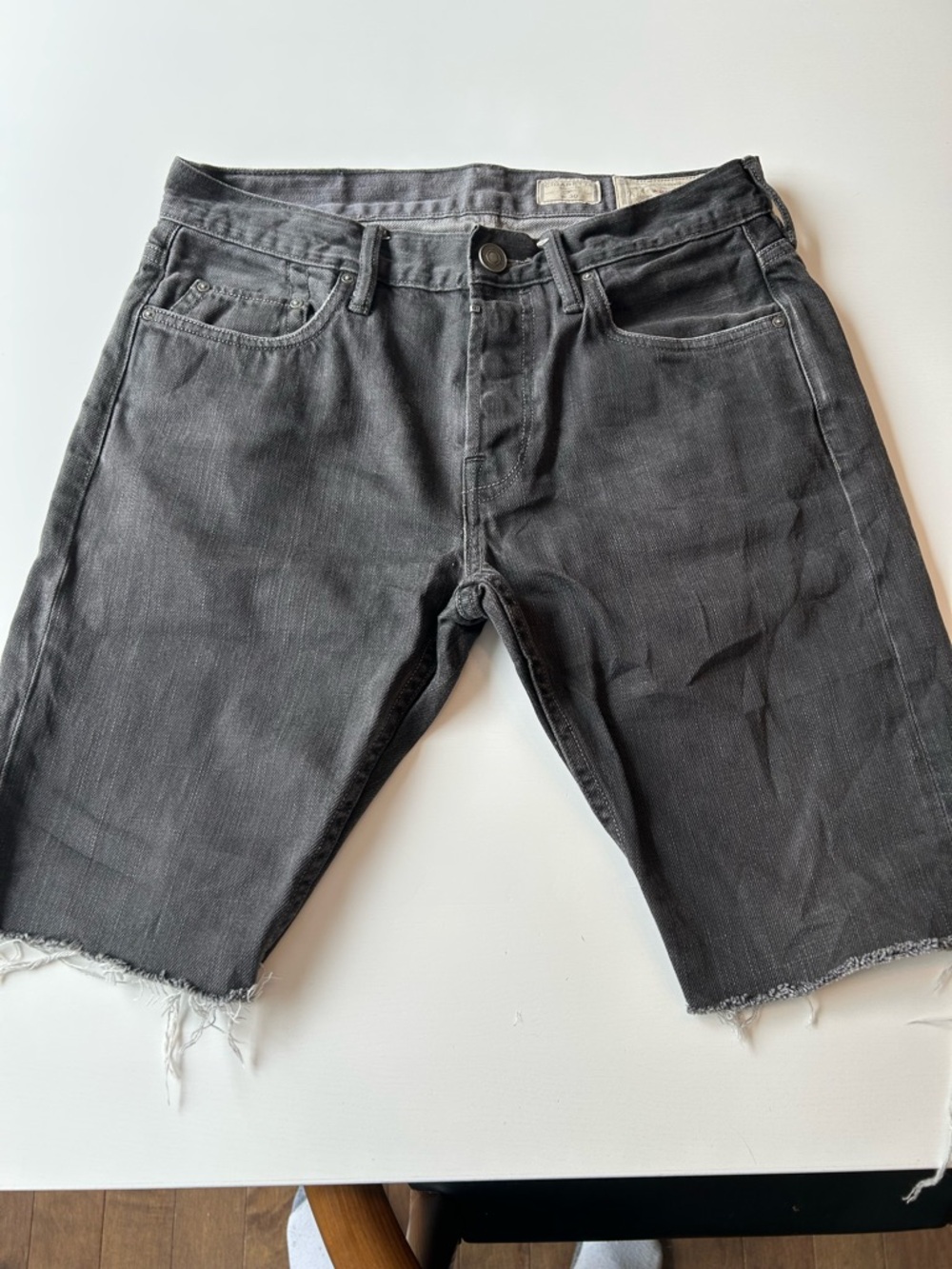 All Saints Black Cutoff Denim Shorts